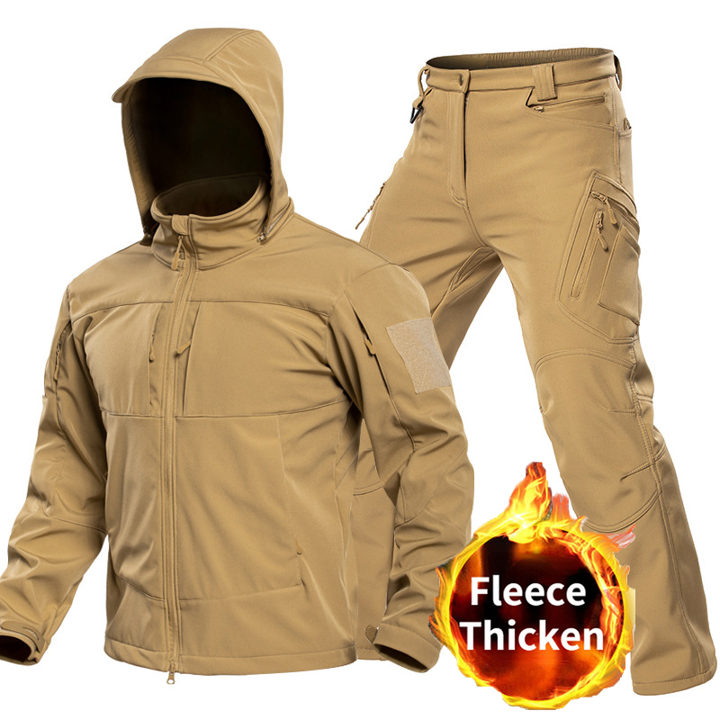 Hunting Outdoor Clothing - Тактический софтшелл-костюм для мужчин с капюшоном,