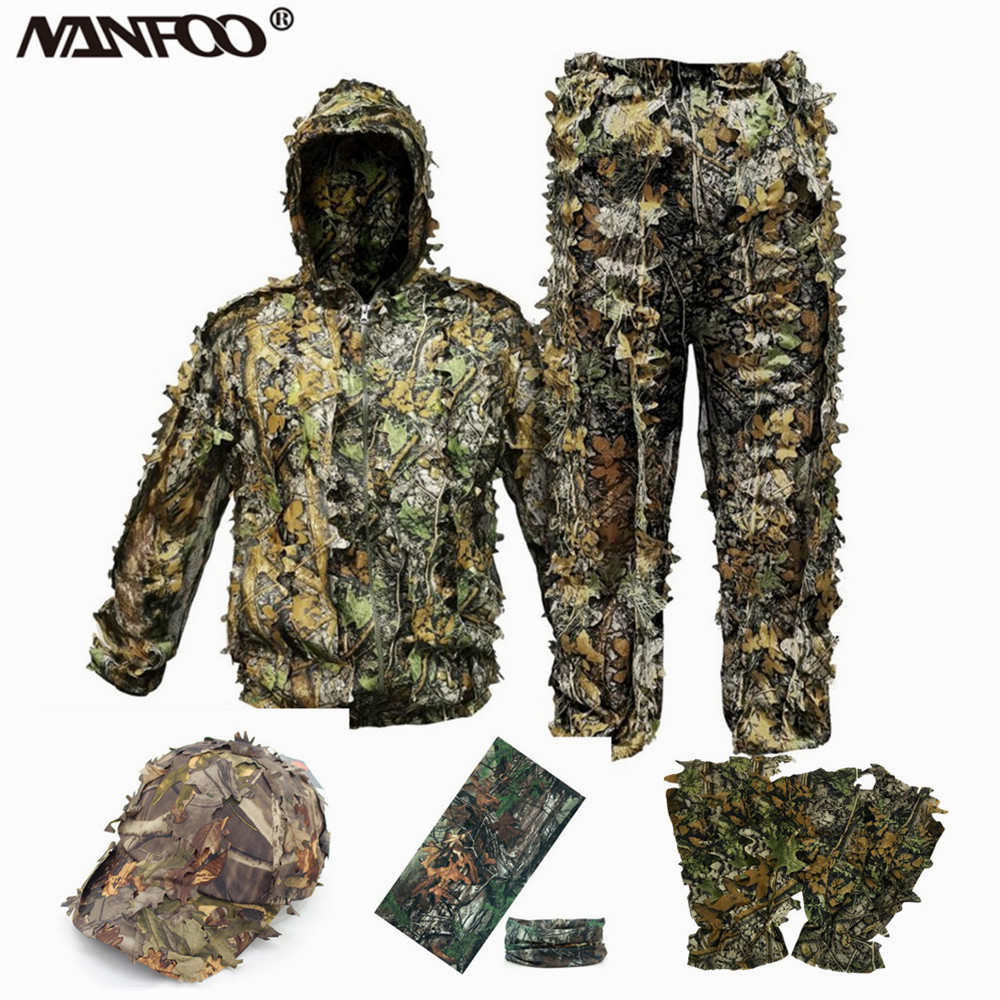 Ghillie Suit Woodland - Взрослый 3D листья бионический камуфляжный охотничий