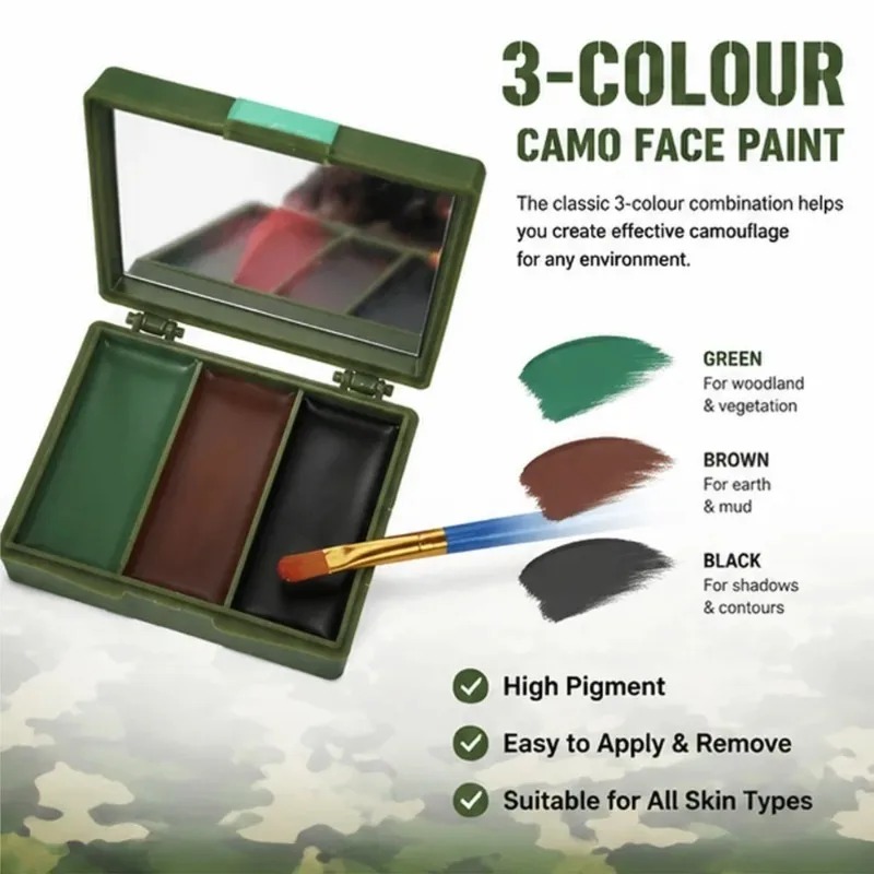 Трехцветная маскировочная крас – обзор и цена Camo Face Paint