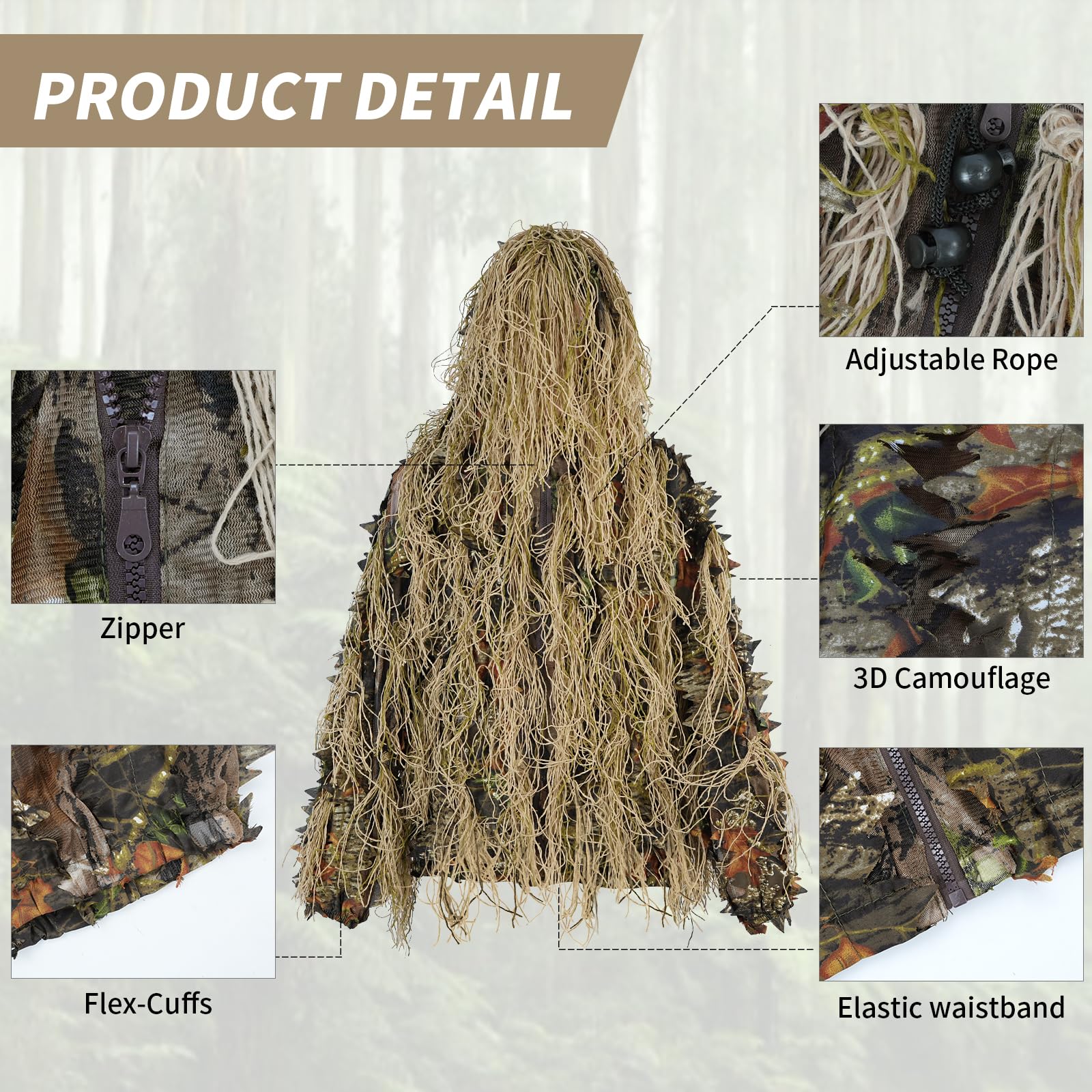 JOAXOR маскировочный костюм ге – обзор и цена Ghillie Suit Woodland